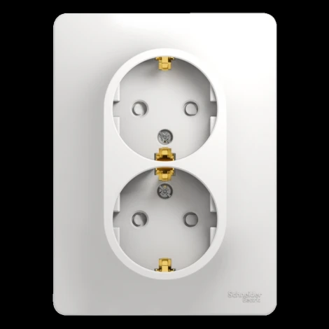 Розетка встраиваемая двойная с заземлением и шторками (белый) Systeme Electric Glossa GSL000126