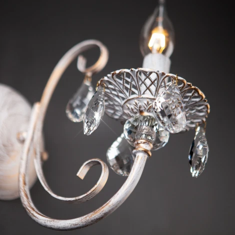 Бра Eurosvet 3305 3305/1 белый с золотом / прозрачный хрусталь (220V, хрусталь Strotskis, подвески, подсвечник, свеча)