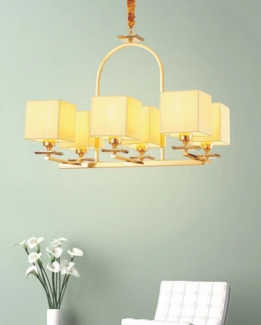 Подвесная люстра Lumina Deco Liniano LDP 17100-6 GD (220V, на цепи, куб)