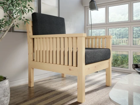 Кресло Arsko Норман сосна графитовая рогожка