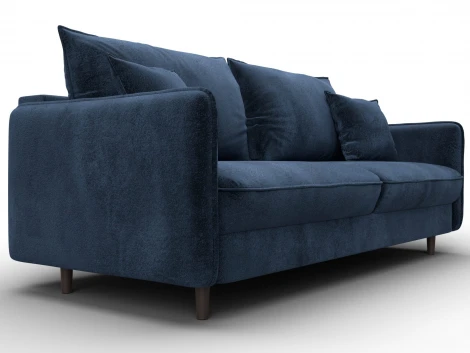 Диван прямой Лига-064 НПБ (ДСП/Дерево/Велюр/Синий) Лига Диванов 129609