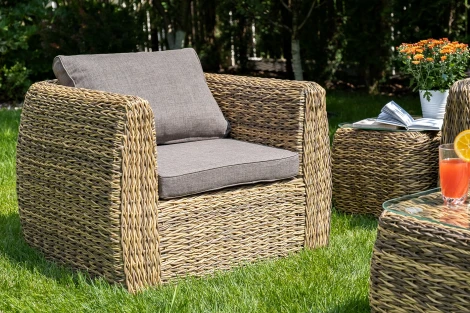 "Кальяри" лаунж-зона из искусственного ротанга (гиацинт), цвет соломенный 4SIS арт.УТ-00002215