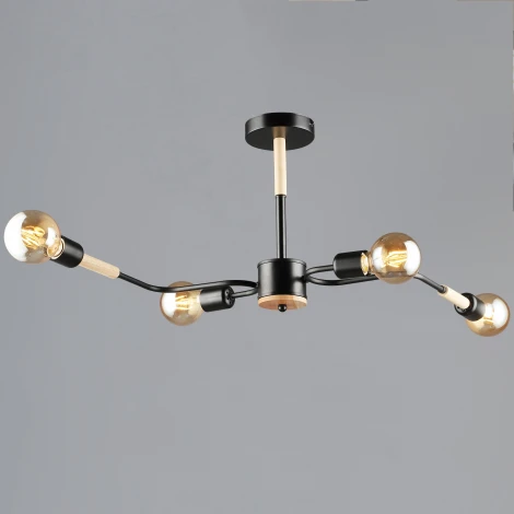 Потолочная люстра на штанге Reluce 10070-0.3-04 BK+WOOD