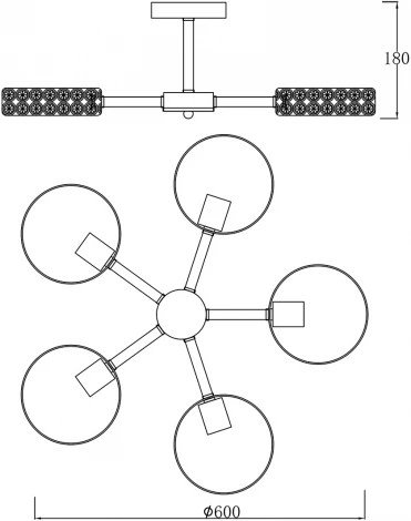 Потолочная люстра на штанге Escada Banjo 679/5P White 5х60Вт Е27, металл/хрусталь, белый/дерево