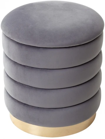 Пуф для гостиной ФРЕД серый #27, велюр / золотой каркас