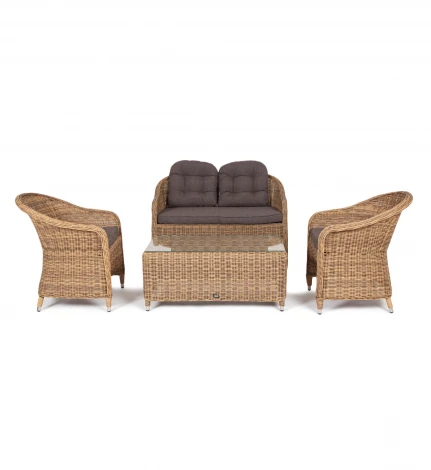 Лаунж-зона из искусственного ротанга, цвет соломенный 4SIS Равенна RS2C2T-4-SET