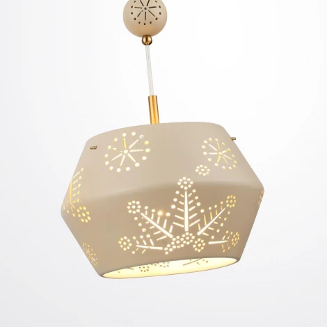 Подвесной светильник Odeon Light Karelia 5444/1A бежевый/античная бронза/металл/керамика E27 1*40W