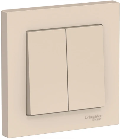 Выключатель встраиваемый двухклавишный (бежевый) Systeme Electric AtlasDesign ATN000252