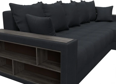 Диван угловой с декором и полкой Лига-050 НПБ Лига Диванов (Замша) арт.128612