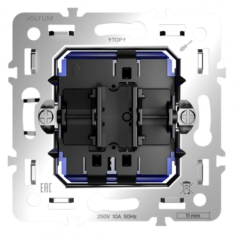 Механизм проходного переключателя одноклавишного 10А Voltum S70 VLS0103M