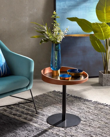 Журнальный стол La Forma (ex Julia Grup) Kaori (Черный/ Сталь,Дерево,МДФ,Металл,Меламин)