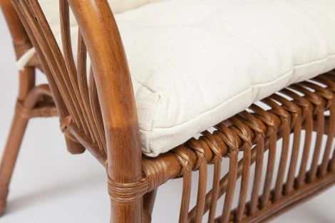 КОМПЛЕКТ " NEW BOGOTA " ( диван + 2 кресла + стол со стеклом ) /с подушками/ coco brown (коричневый кокос) (ротанг)