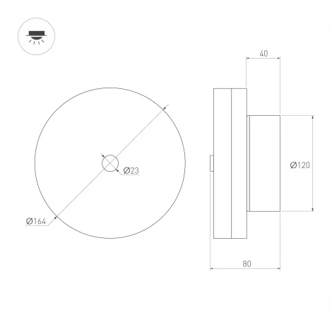 Настенный светильник SP-MENTA-WALL-R165-12W Warm2700 (BK, 130 deg, 230V) (Arlight, IP20, Мрамор) 061700