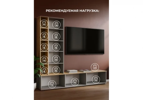 ТВ-тумба Филеста шиншилла серая / дуб вотан 664896