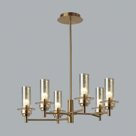 Потолочная люстра на штанге Lumion Madonna 6554/6C бронза/коньячный/металл/стекло E14 6*40W 220V