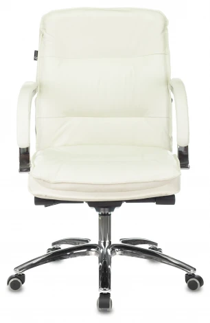 Кресло руководителя Бюрократ T-9927SL-LOW слоновая кость кожа низк.спин. крестовина металл хром