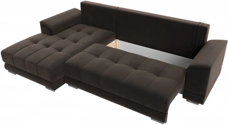 Диван угловой НордСтар левый угол (Коричневый/Велюр) Лига Диванов арт.121109L