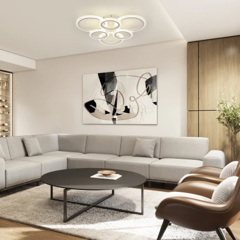 Потолочная люстра светодиодная Escada Avani 10258/6LED 80Вт, с ПДУ, металл/акрил, белый (220V)