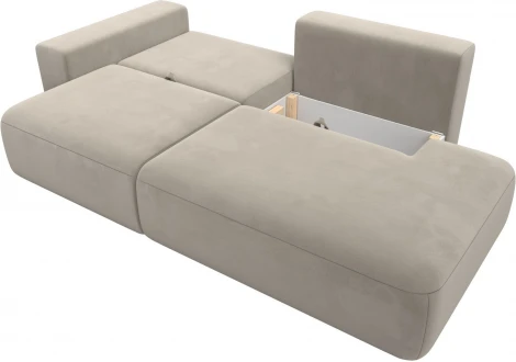 Диван прямой Лига-036 НПБ Модерн подлокотник слева (Бежевый/Микровельвет) Лига Диванов арт.121330L