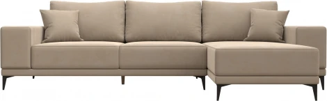 Диван угловой Льюес правый (Бежевый/Велюр) Лига Диванов арт.122396