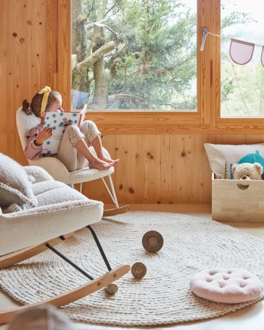 Кресло-качалка La Forma (ex Julia Grup) Marlina (Белый/ Металл,Пена,Сталь,Дерево,Фанера,Бук)