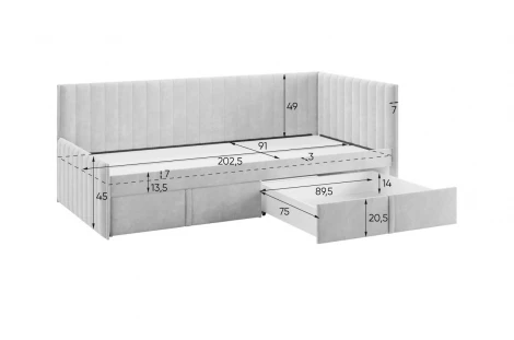 Кровать с ящиками Твикс (Тахта) 90х200 см Mebelson (ДСП,Велюр/Зеленый) арт.171564,2764