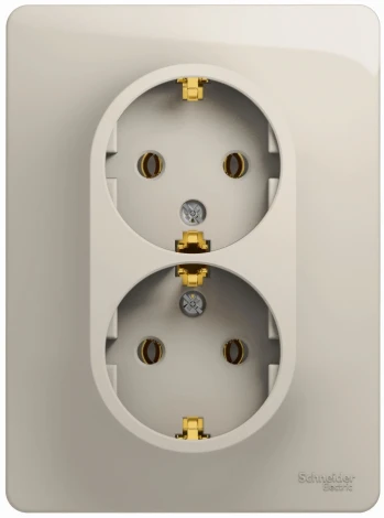Розетка встраиваемая двойная с заземлением (молочный) Systeme Electric Glossa GSL000924