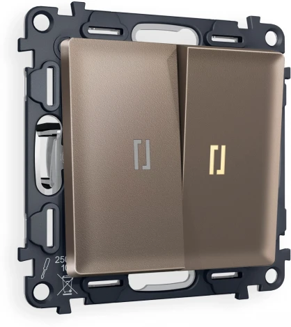 Комплект механизма Ambrella Volt 2-клавишного выключателя с подсветкой 3200K ALFA MA634010 Темная бронза матовый QUANT