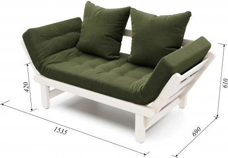 Кушетка Arsko Сламбер беленый дуб зеленый велюр