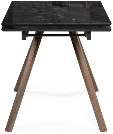 Стеклянный стол Woodville Морсби 140х80х76 черный мрамор / орех кантри 532398