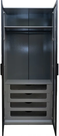 Шкаф Alto двухд c выдвиж ящик, цвет серый Кобальт, дверцы стекло(рифленое) 100*57*228.5см Garda Decor арт.GD-10012-6(риф)