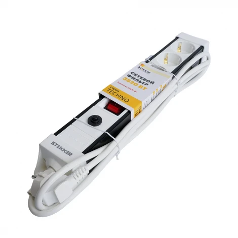 Сетевой фильтр 3-х местный с заземлением 3 метра (белый) Stekker Techno 50145