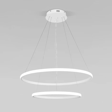 Умный подвесной светильник ярусный Eurosvet Collars 90264/2 белый (регулировка яркости, LED, 220V, пульт управления, на тросе)