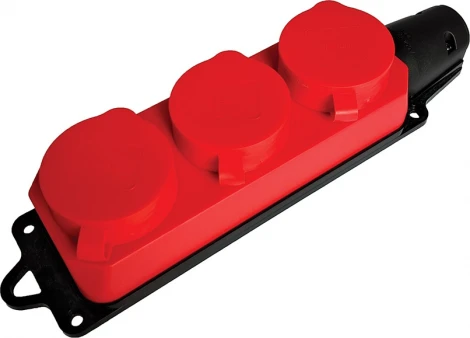 Розетка тройная с заземлением и крышкой (красный) Stekker Одри 49401