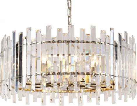 Подвесная люстра Newport 8500 8510/C gold (220V, хрусталь, на цепи, круглые)