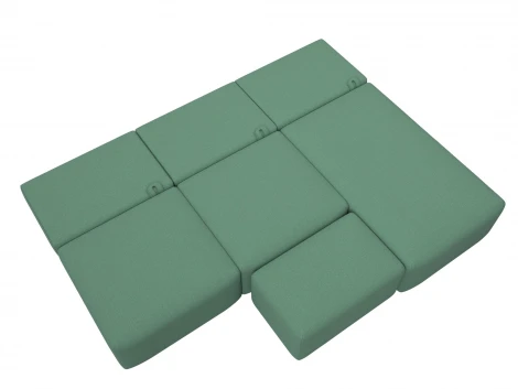 Диван угловой модульный с пуфом Лига-060 НПБ Лонг угол универсальный (ЛДСП,Брус,Фанера/Пластик/Рогожка/Зеленый) Лига Диванов 129722