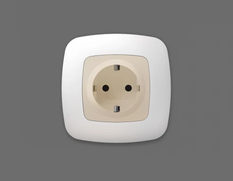 Лицевая панель Ambrella Volt OMEGA (Бежевый матовый) для электрической розетки с/з со шторками QUANT OP3270