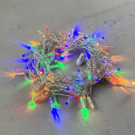Гирлянда Нить с колпачком 10м разноцветная 220В, 100 LED, провод прозрачный ПВХ, IP65 Laitcom PST100CAP-10-2M