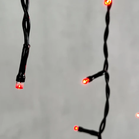 Гирлянда Бахрома 4,9 x 0,5 м красная 220В, 240 LED, провод черный ПВХ, IP54 Laitcom PIL240-11-2R