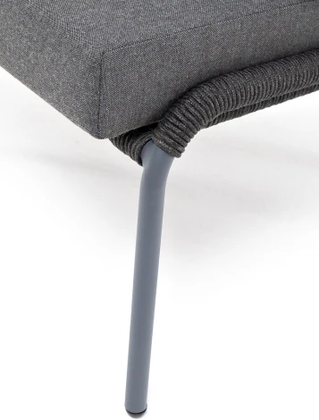 "Милан" кресло плетеное из роупа, каркас алюминий темно-серый (RAL7024) муар, роуп темно-серый круглый, ткань темно-серая 027 4SIS арт.УТ-00006818