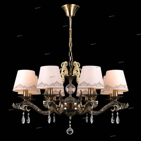 Люстра подвесная Natali Kovaltseva Calais, 8 плафонов, бронза с белым, коричневым и прозрачным
