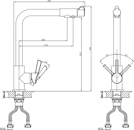 Смеситель D&K Rhein Schiller DA1461601 для кухонной мойки