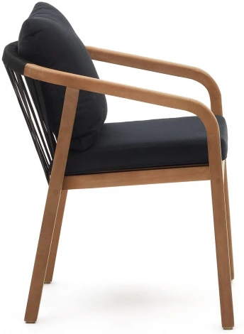 Malaret Стул из массива эвкалипта и черного шнура La Forma (ex Julia Grup) арт.157077