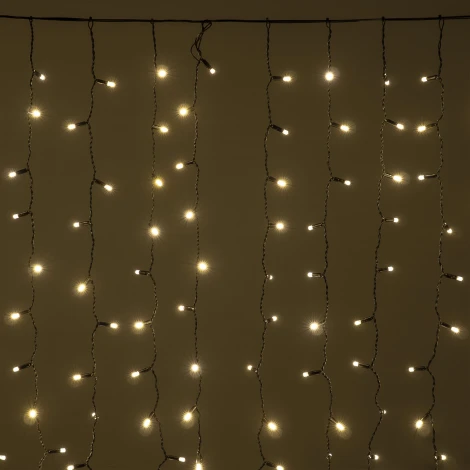 Гирлянда Занавес Облегченный c колпачком 2 x 1 м тепло-белый 220В, 200 LED, провод черный каучук 2,3мм, IP65 Laitcom ECO200NOT-1-2WW