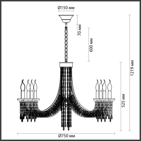 Подвесная люстра Odeon Light Capel 5063/8 золото/прозрачный/металл/хрусталь E14 8*40W (220V, подвески, на цепи, подсвечник, свеча)