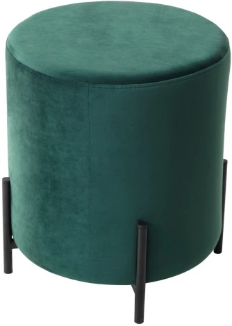 Пуф для гостиной ФЕЛИКС круглый зеленый #19, велюр / черный каркас М-City