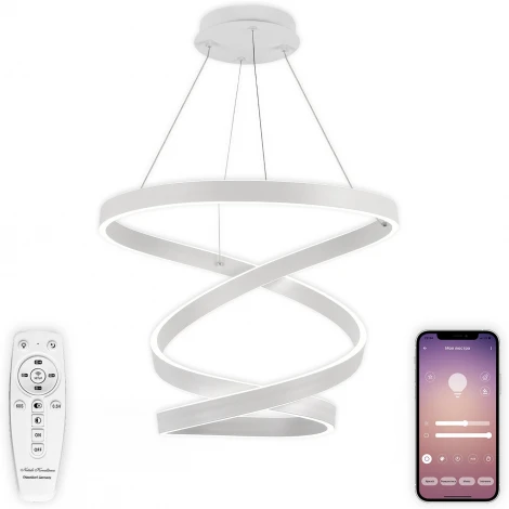 Подвесная люстра светодиодная с пультом ДУ, моб. приложением 280W, белый, LED Natali Kovaltseva INNOVATION STYLE 83148 (регулировка яркости, 220V, на проводе)