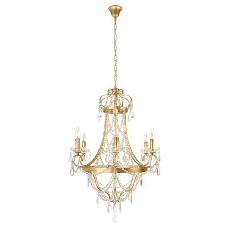 Подвесная люстра со стеклянными подвесками в форме подсвечника Loft It Foil 10430/6 (220V, на цепи, подсвечник, свеча)