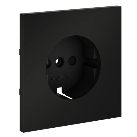 Накладка для розетки с заземлением и защитными шторками Voltum S70 VLS000708 (черный матовый)