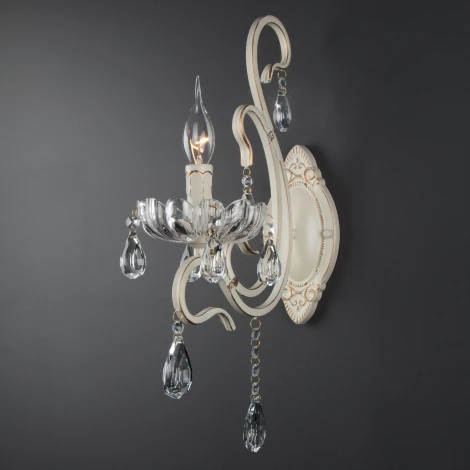 Бра Eurosvet 12205 12205/1 белый (хрусталь Strotskis, подвески, подсвечник, свеча)